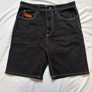 Empyre Black Denim Shorts with White Contrast Stitching